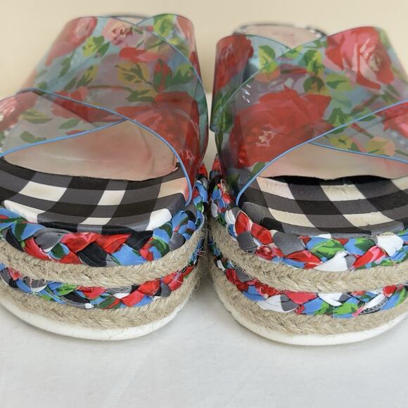 Betsey Johnson Selah Platform Sandals US 5/5.5 approx Floral Transparent Straps - Picture 5 of 12
